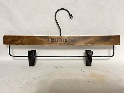 Vintage HOLLISTER CO. Wood Coat Hanger RARE Pants Clips • $10