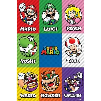 SUPER MARIO - CHARACTER GRID POSTER - 24x36 - 161165 • $11.88