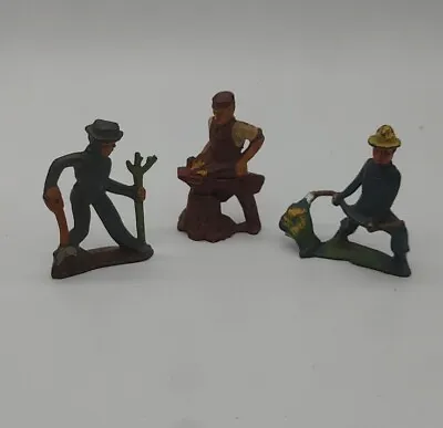 Vintage Barclay Manoil Toy Lot  Blacksmith Planting Tree Farmer Cutting Wheat B7 • $29.99