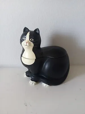 Sakura Warren Kimble Cat Collection Tuxedo Cat Cookie Jar Oneida Black White • $29.99