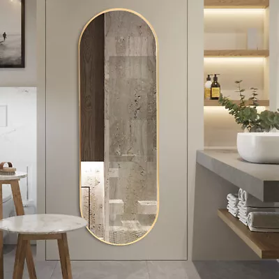 £42.95 • Buy Gold Arched Full Length 150cm Tall Wall Mirror Metal 28mm Frame Cloakroom Mirror