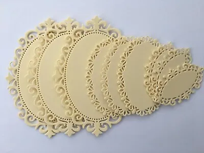 Frame Die Cuts Cream Card Making Lace Card Toppers Scrapbooking Oval Crafts • £2.50