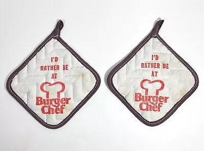 Vintage BURGER CHEF Hot Pads Mitts Pot Holders 6”x6” • $25