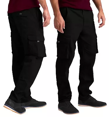 Mens Cargo Combat Flex Work Trouser Relax-Fit Multi Pocket Stretch Workwear Pant • $26.09