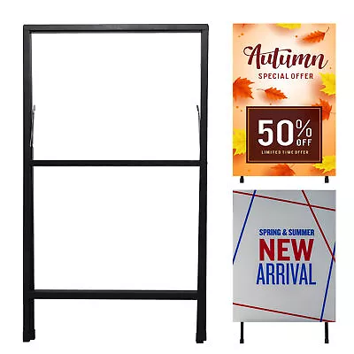 New Floor Sign Holder Poster Display Easel Double Sided Metal Sign Stand Black • $40.80