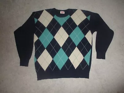 Vintage N. Peal 100% CASHMERE Argyle Sweater Size MEDIUM Made In Scotland • $59.95