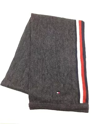 TOMMY HILFIGER Mens Gray Stripe Winter Scarf • $6.99