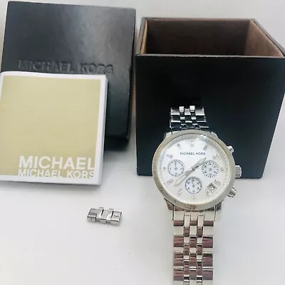 Michael Kors Ritz Chronograph Watch Women Stainless MK5020 New Battery Swarovski • $89.99