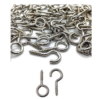 Hook & Eye Net Curtain Wire Hooks Eyes Silver Chrome Screws Picture Frame • £0.99