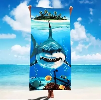 Microfiber Shark Beach Towel • $18