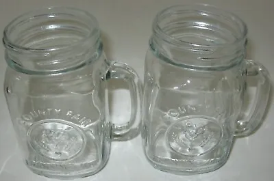 Libbey Mason Drinking Jars County Fair Rooster Design With Handle Pair 16 Oz • $11.99