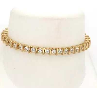 Alwand Vahan 14k Gold Natural White Sapphire Bar Tennis Bracelet 6ctw 7in • $899