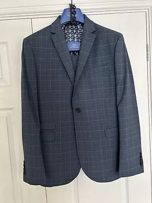 Next Blue Check Suit 40S 34S Supper Skinny • £35