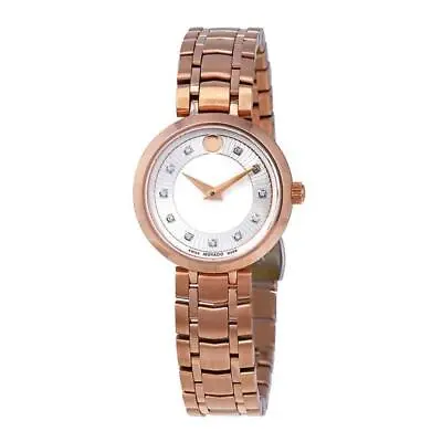 Movado 1881 Diamond Silver Dial Rose Gold PVD Ladies Watch 0607100 • $778.24