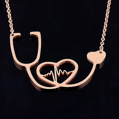 Hot Sale New Medical Stethoscope Chain Necklace Heartbeat I Love You Necklaces • $7.36