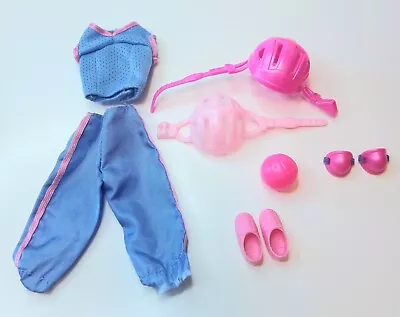 VTG 2000 Barbie Doll Pink Label Track Suit Bicycle Helmets Knee Pads Shoes Ball • $14.88