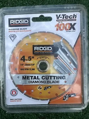 RIDGID 4.5  Metal Cutting Diamond Blade V-TECH 7/8  Drive For Grinder (NEW) • $17