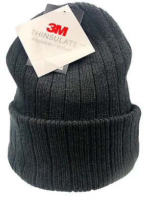 3M Thinsulate Knit Beanie Ribbed Thick Winter Warm Slouchy Black Men's Cap 40g • $15.99