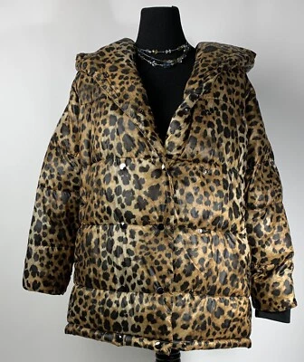 $70.17 • Buy ZARA Leopard Print WATER -REPELLENT Oversized PUFFER COAT Women’s Size XS NEW!