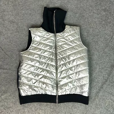 Michael Kors Womens Vest 2XL XXL Silver Black Sweater Turtleneck Metallic Top • $24.98