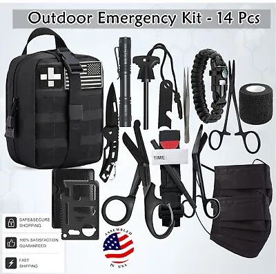 14PK Survival First Aid Kit Medical Emergency Military Trauma Bag Tactical Camp • $27.99