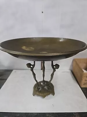 Vintage Brass Ornate Women Pedestal Dish Bowl Tray Made In Isreal • $39.99