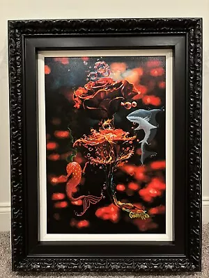 Michael Godard SHARK GARDEN Giclee Hand Embellished Signed On Canvas  Bubble LE • $995