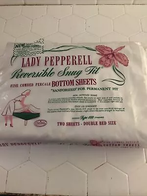 Vintage Lady Pepperell White Flat Fitted Sheets Double Full Bed NEW USA • $24.99