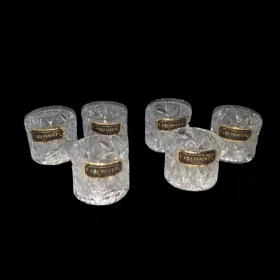 Vintage Boxed Set Of 6 Coronation Crystal Hand Cut Napkin Rings / Holders • $45