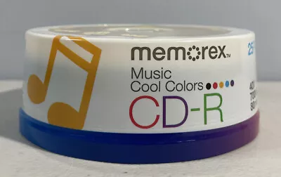 25Pk Memorex  Music Cool Colors Recordable CD-R 40x 700MB & 80Min Sealed New • $9.80