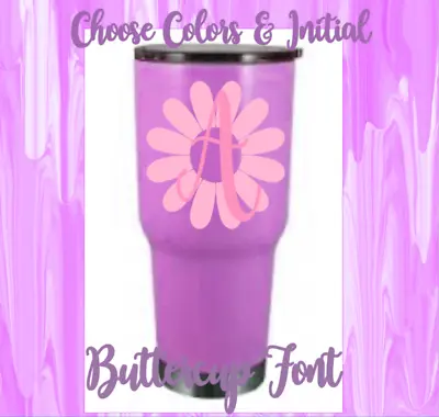 Monogram Vinyl Decal Flower Design Personalized  Sticker For Cups And Tumblers • $4