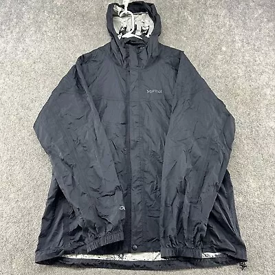 Marmot Jacket Mens XLT Black Nylon Windbreaker Rain Coat Logo Precip Outdoors • $8.96