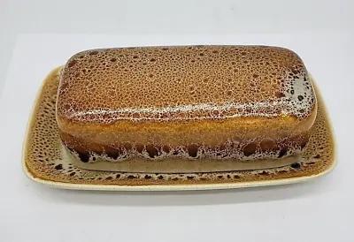 Vtg Mikasa Butter Dish Lid Nature's Song C1050 Lava Honey Drip Glaze Pottery • $19.95