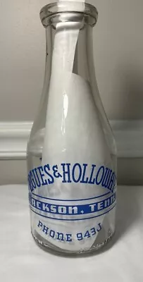 Vintage Pegues And Holloway Milk Bottle Jackson TN Quart Great Graphics • $35