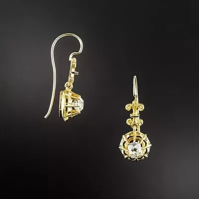 Vintage Solitaire 1Ct Round Cut Diamond Drop/Dangle 14K Yellow Gold FN Earrings • $63.70