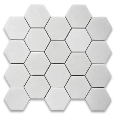 T33XP Thassos White Marble Hexagon Mosaic Tile 3 Inch Polished • $21.99