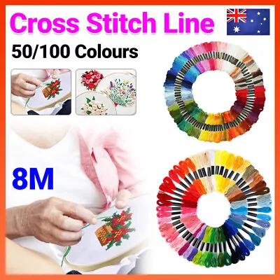 100 Colourful Egyptian Cross Stitch Cotton Sewing Skeins Embroidery Thread Floss • $8.42