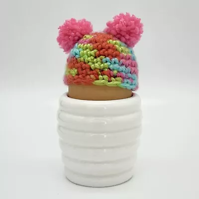 HOMEMADE CROCHET EGG COSY Tiny Knitted Hat Beanie Cozy Easter Gift Boiled Creme • £6.98