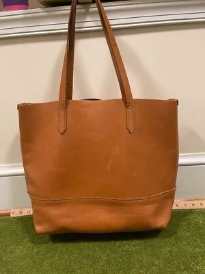J. Crew Cognac Large Carryall Tote Pebbled Leather Bag Purse Handbag • $49.99