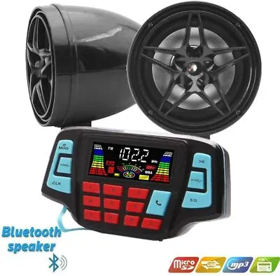 3  Motorcycle Weatherproof Bluetooth Wireless Speaker MP3 Music Player Audio Ste • $60.50