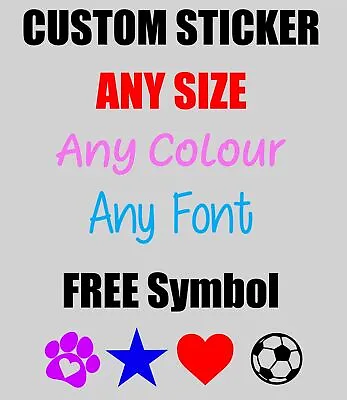 Personalised Vinyl Name Sticker Word Letter Custom Car Wall Art FREE Symbol • £3.19