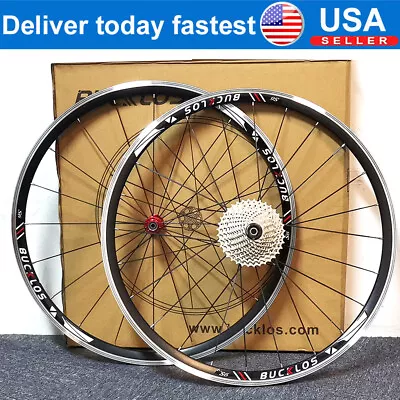 $234.45 • Buy 700C Road Bike Wheels QR Front Rear Clincher Rim Brake 8/9/10/11 Speed Cassette