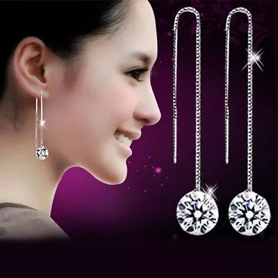 Women Sterling Silver Earrings Long Drop Dangle Tassel Threader Hook Jewellery • £3.99