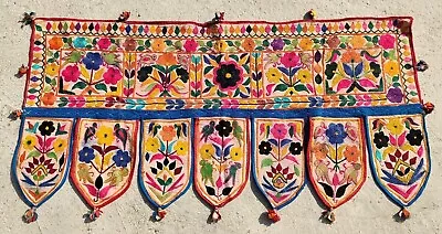 Ethnic Tapestry Mirror Embroidery Rabari Tribal Decor Door Valance Indian Toran • $0.99