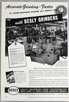 Vintage 1945 BESLY Double Spindle Grinder Machine Tool Print Ad • $9.97
