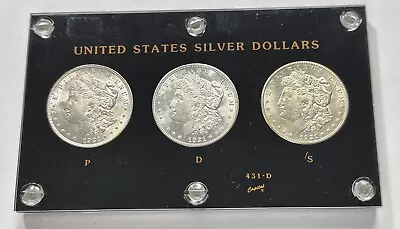 1921 Morgan Silver Dollars P D S - Set Of 3 Coins Set In Capital Holder. #6807 • $179