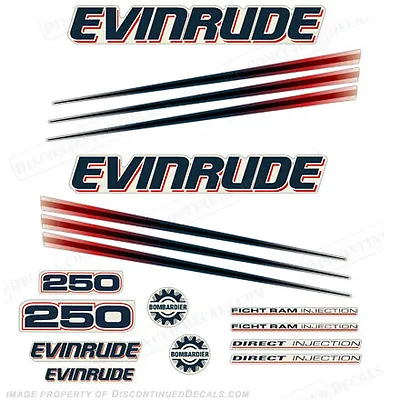 Fits Evinrude 250hp Bombardier Outboard Decal Kit - 2002-2006 Engine Stickers • $109.95