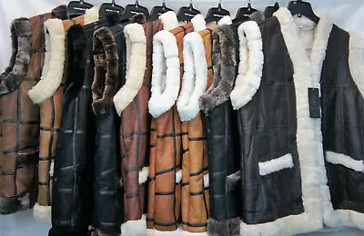 UNISEX 100% REAL SHEEPSKIN SHEARLING LEATHER Fur Vest 10 Colors Men Women S-6XL • $69