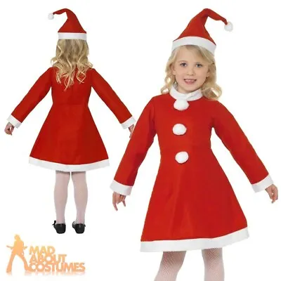 £7.99 • Buy Girls Miss Santa Claus Costume Childs Christmas Fancy Dress Outfit Kids Xmas