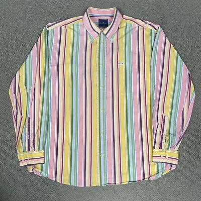 FACONNABLE Shirt Men’s XL Extra Large Multicoloured Striped Long Sleeve Button • £25